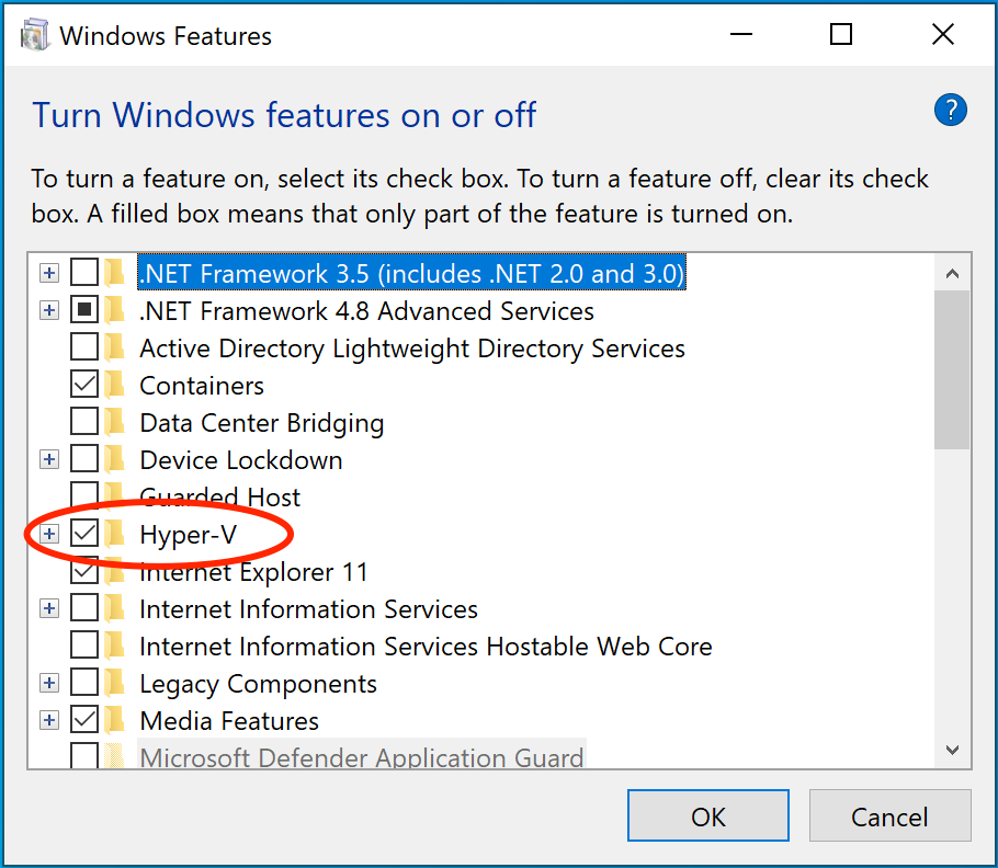 Windows 上的 Hyper-V 功能